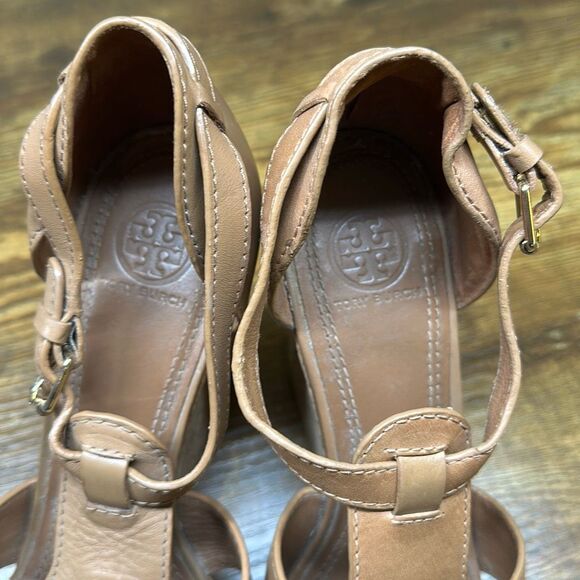Tory Burch Wendelle Leather Cork Wedge Sandals size 9 - Picture 6 of 8
